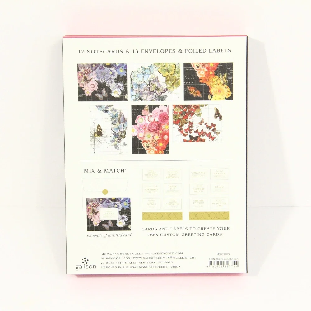 Galison Notecard Set New Women Gift 12 Floral Greeting Cards Colorful